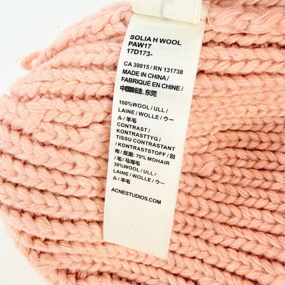 Acne Studios Face Logo Pansy Wool Peach Pink Knit Beanie main image 10